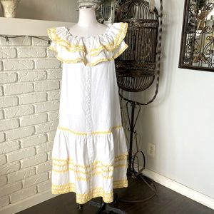 Lisa Marie Fernandez for Target White Yellow Ruffle  Tiered Dress Medium NEW